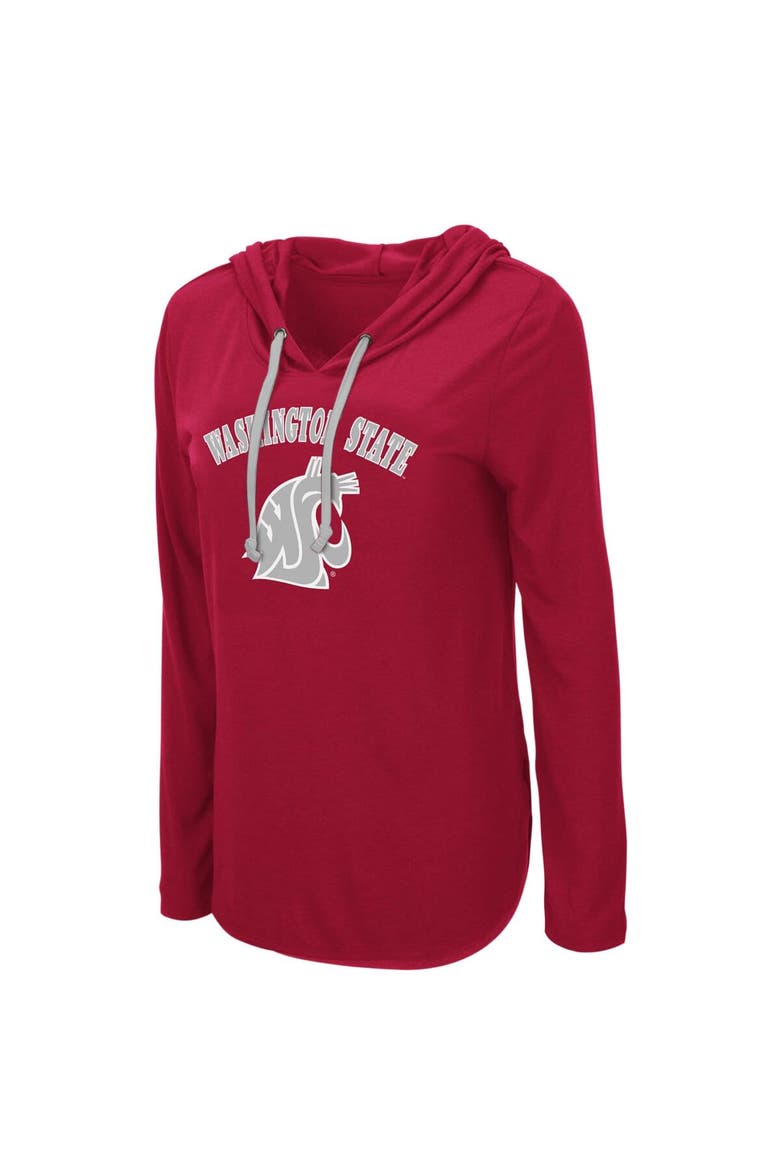 Women's Colosseum Crimson Washington State Cougars My Lover Lightweight Hooded Long Sleeve T-Shirt, Alternate, color, Crimson