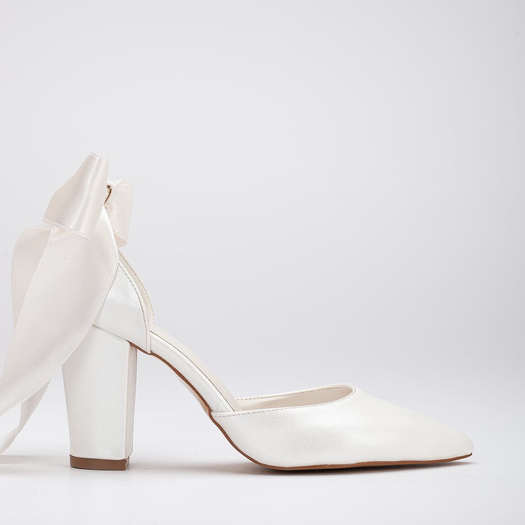 Forever & Always Shoes Gisele High Block Heels With Ribbon In Ivory