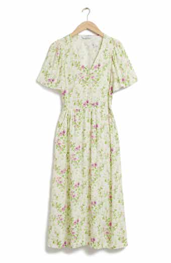 & Other Stories Floral Flutter Sleeve Dress