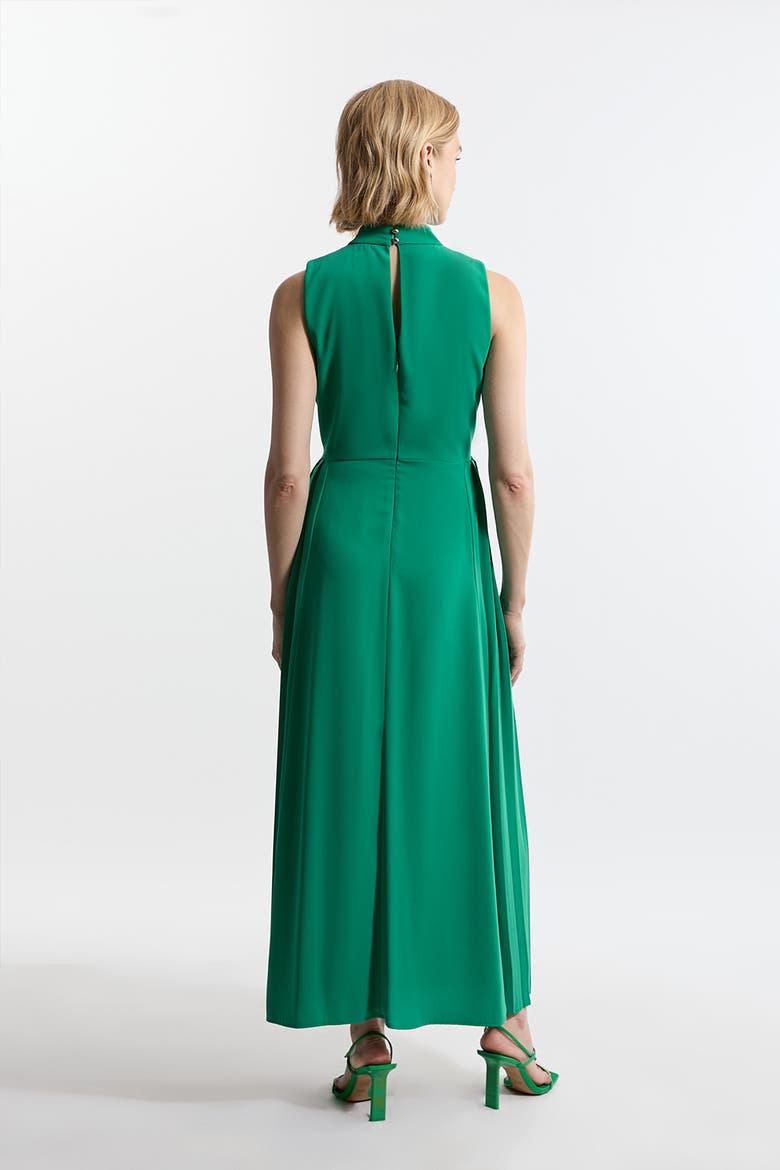 Soft Tailored Pleated Panel Midaxi Dress, Alternate, color, Green