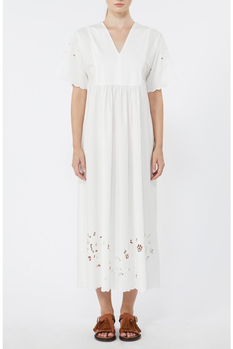 Tartufo Scalloped Eyelet Cotton Poplin Dress, Main, color, WHITE