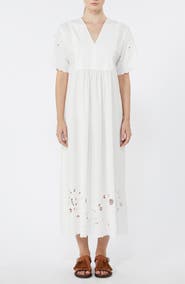 Weekend Max Mara Tartufo Scalloped Eyelet Cotton Poplin Dress