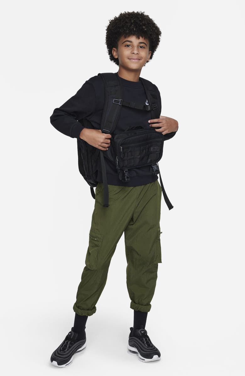 Nike Kids' Club Fleece Crewneck Sweatshirt, Alternate, color, Black/ White