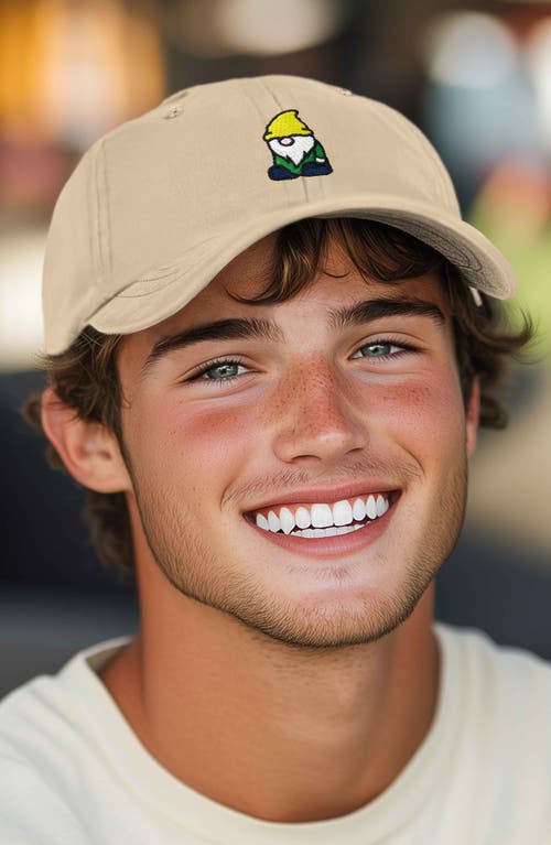 Dalix Gnome Embroidered Dad Hat In Khaki
