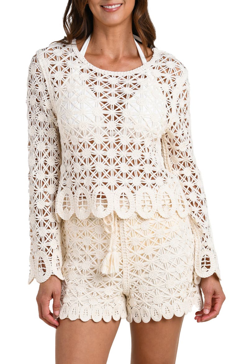 Serenity Crop Cotton Blend Cover-Up Top, Main, color, IVORY