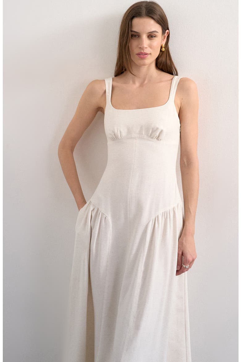 Gathered Fit & Flare Maxi Dress, Alternate, color, NATURAL