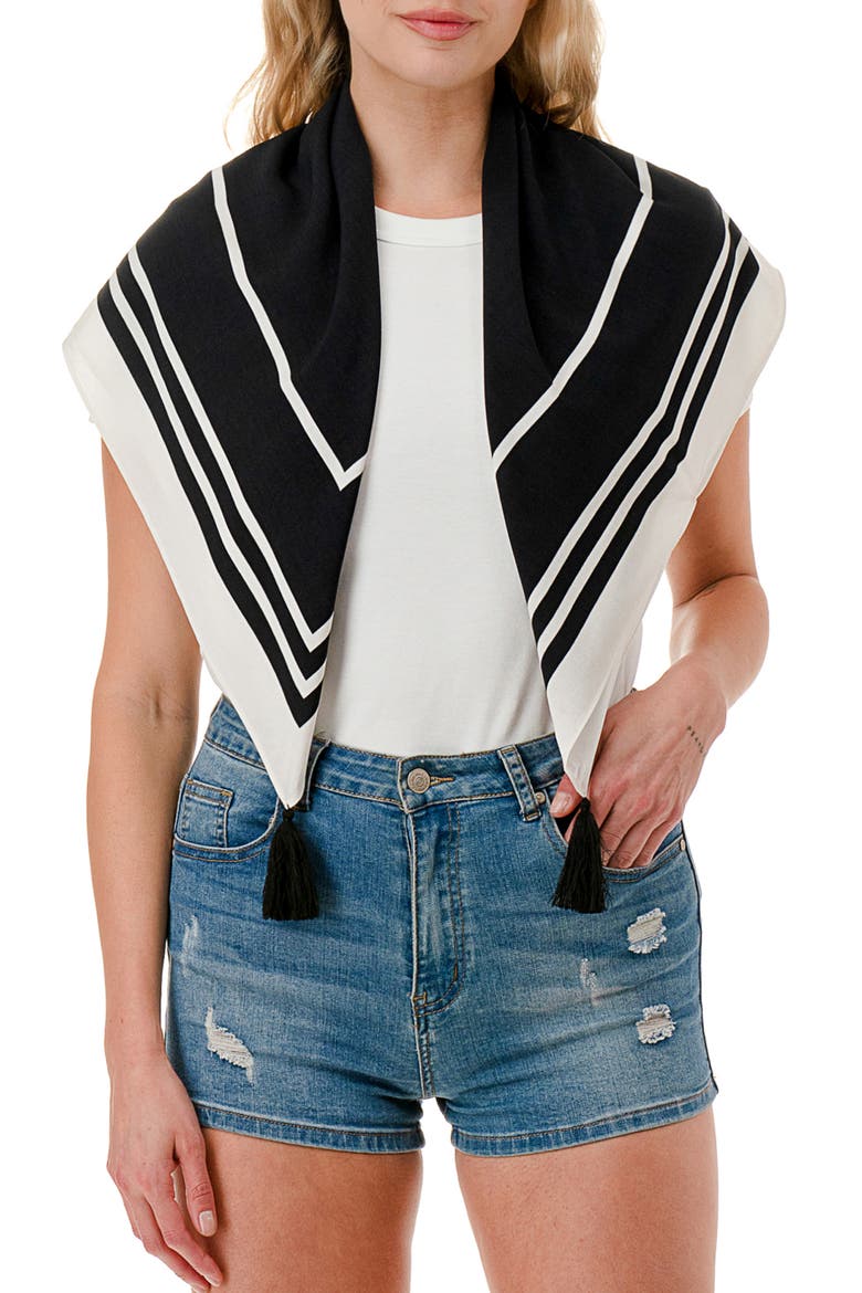 Tassel Corner Scarf, Main, color, BLACK