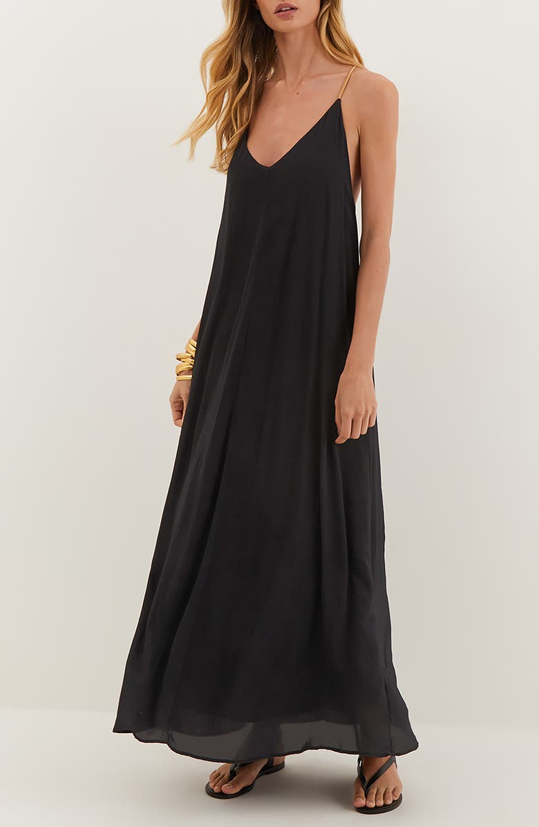 ViX Paula Hermanny Rebecca Swim Cover-Up Maxi Dress, Main, color, Black