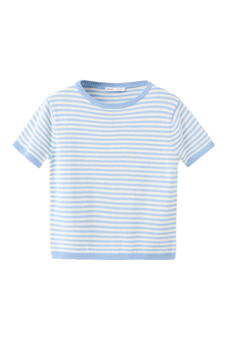 Striped Short Sleeved Sweater, Alternate, color, SKY BLUE