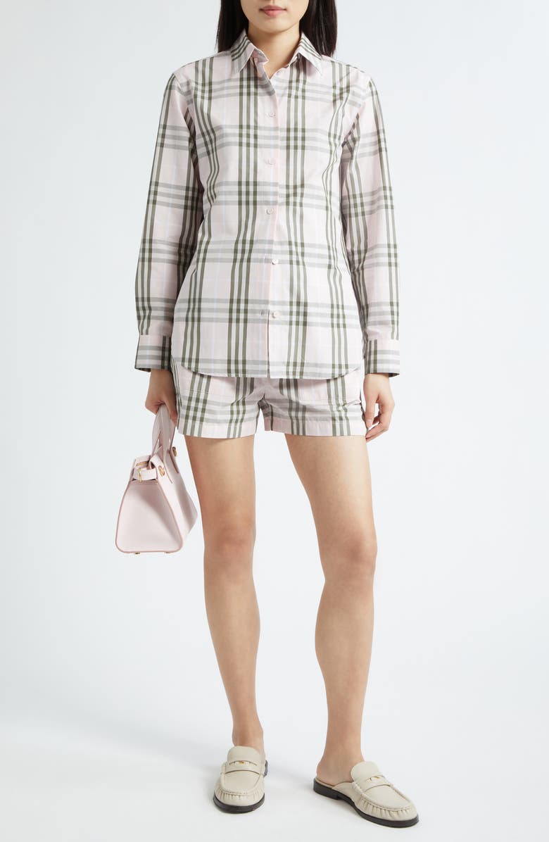 Burberry Evelyn Check Cotton Drawstring Shorts, Alternate, color, Mallow Pink Ip Check