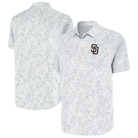Men's Antigua White San Diego Padres Lush Button-Up Shirt
