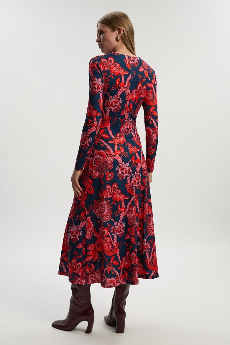 Paisley Jersey Crepe Twist Maxi Dress, Alternate, color, Red