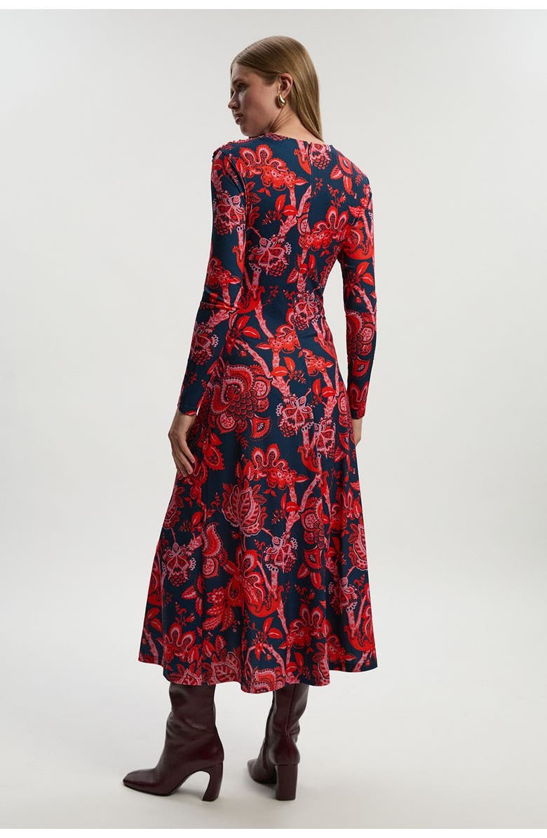 Karen Millen Paisley Jersey Crepe Twist Maxi Dress, Alternate, color, Red