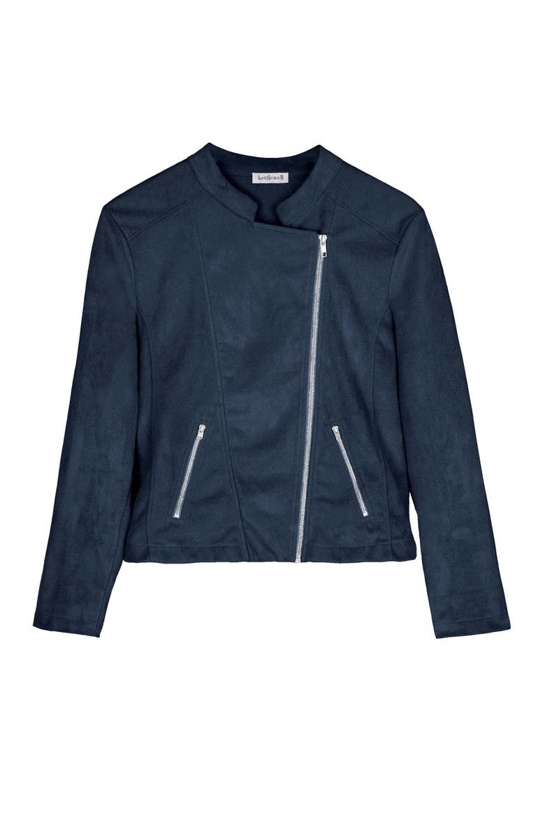 Rachel Cropped Biker Jacket, Alternate, color, Sultry Navy