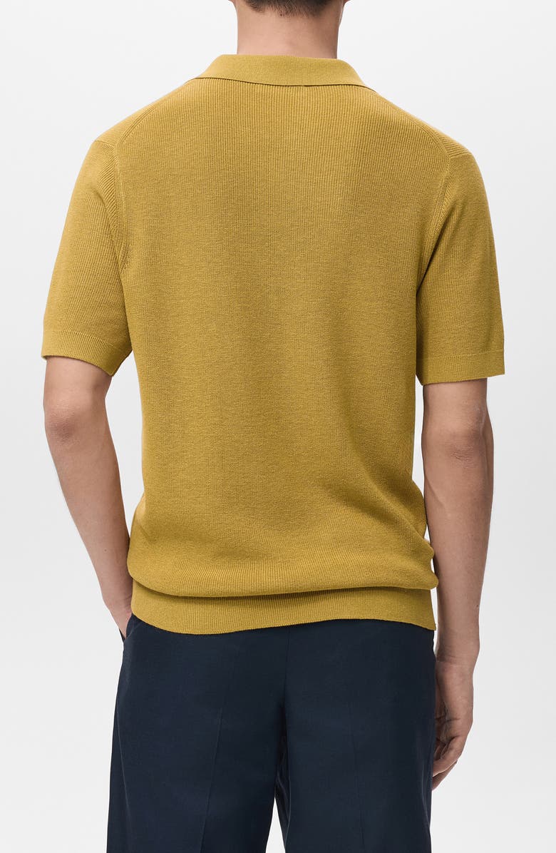 MANGO Structured Knit Polo, Alternate, color, Curry