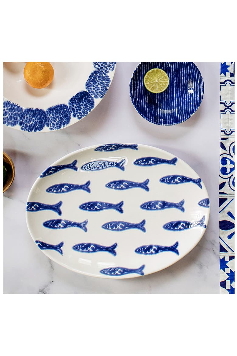 Santorini Fish Oval Platter, Alternate, color, BLUE