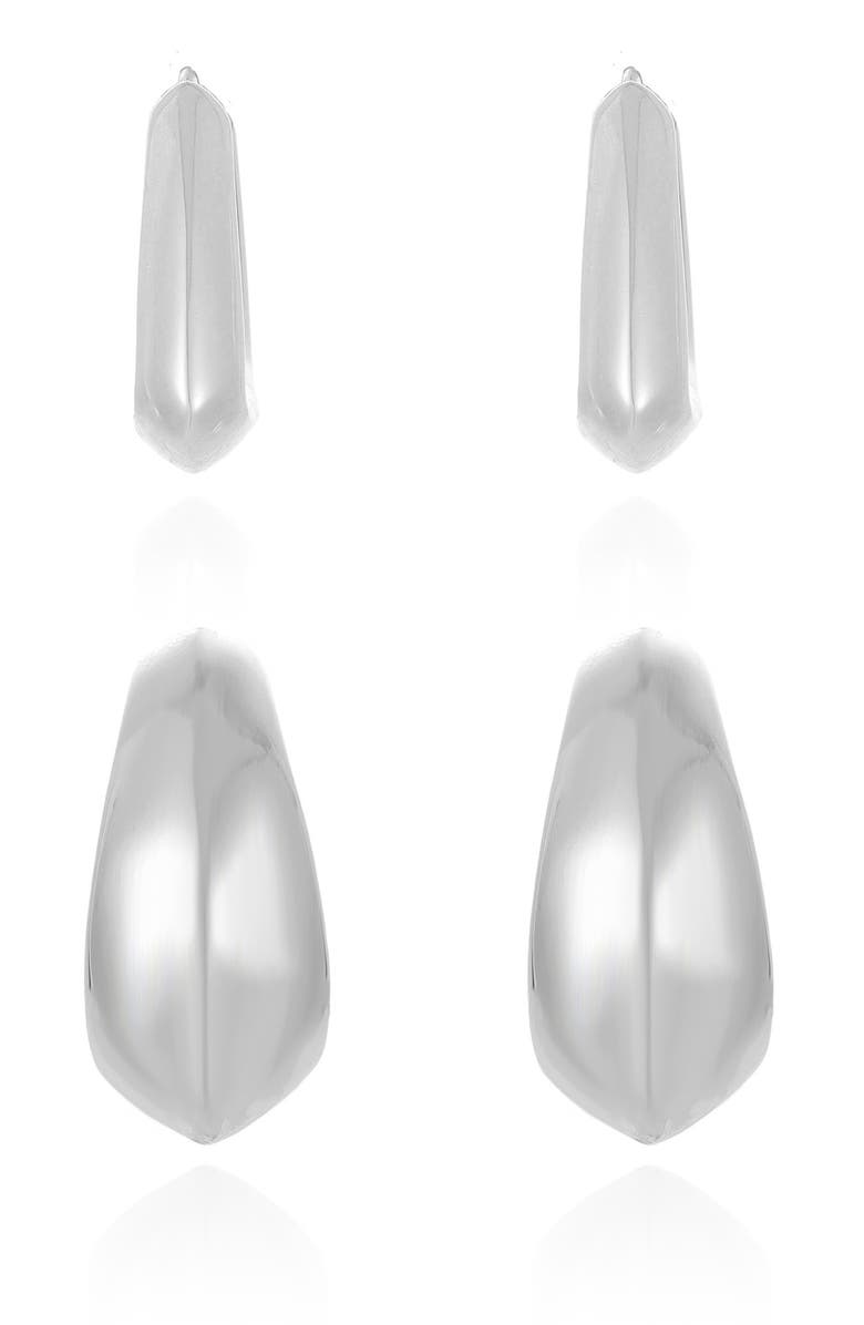 Ettika Set of 2 Mixed Hoop Earrings, Alternate, color, Silver