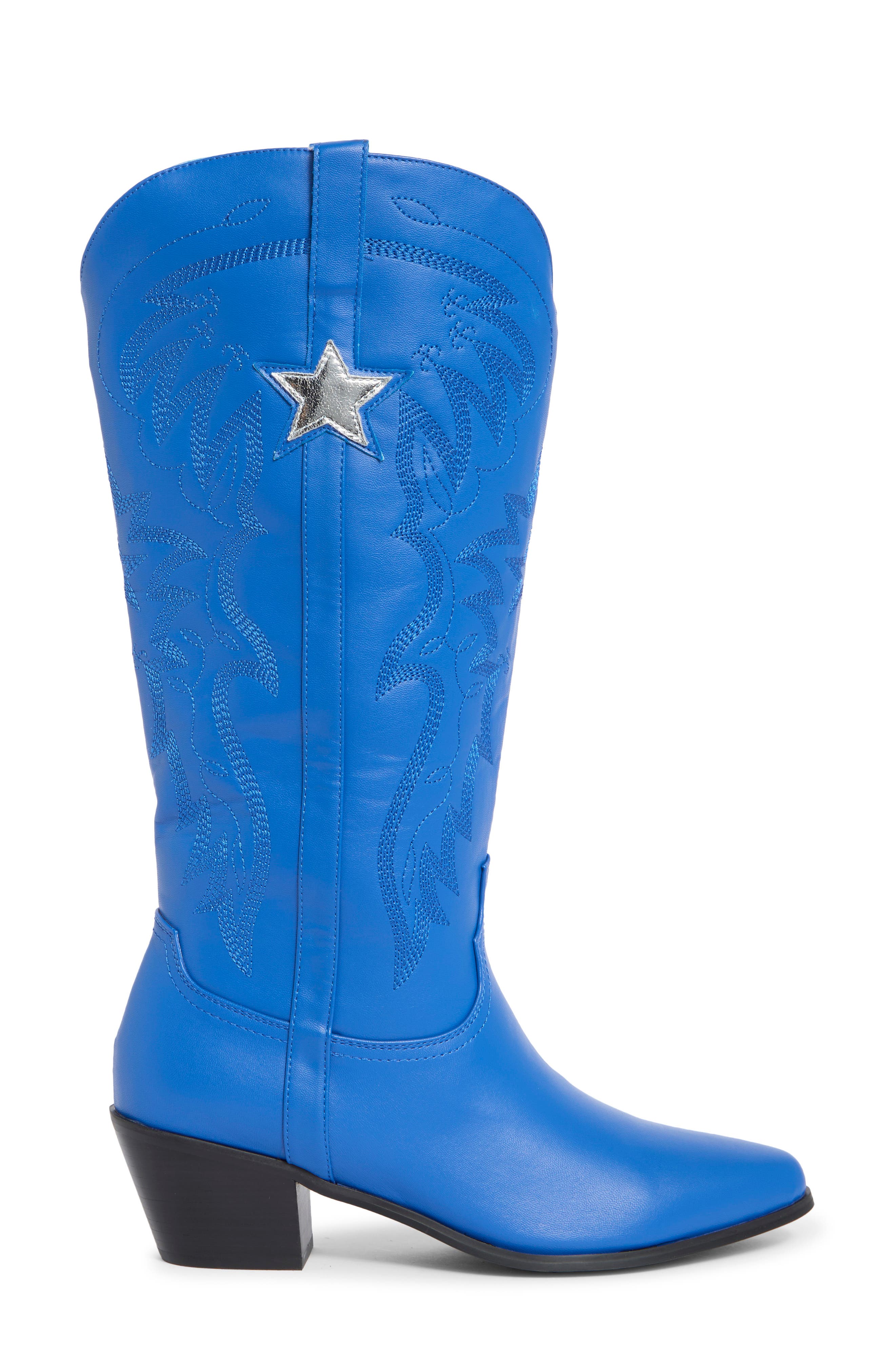 Ubelle Faux Leather Western Boot, Alternate, color, BLUE/ SILVER METALLIC