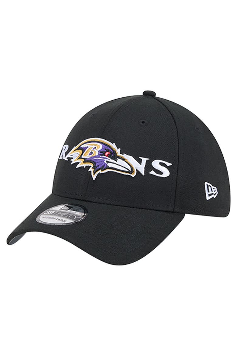 Men's New Era Black Baltimore Ravens Overlap Logo 39THIRTY Stretch Fit Hat, Alternate, color, Black