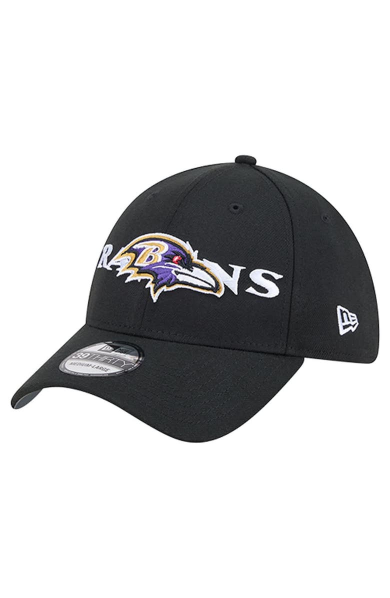 New Era Men's New Era Black Baltimore Ravens Overlap Logo 39THIRTY Stretch Fit Hat, Alternate, color, Black