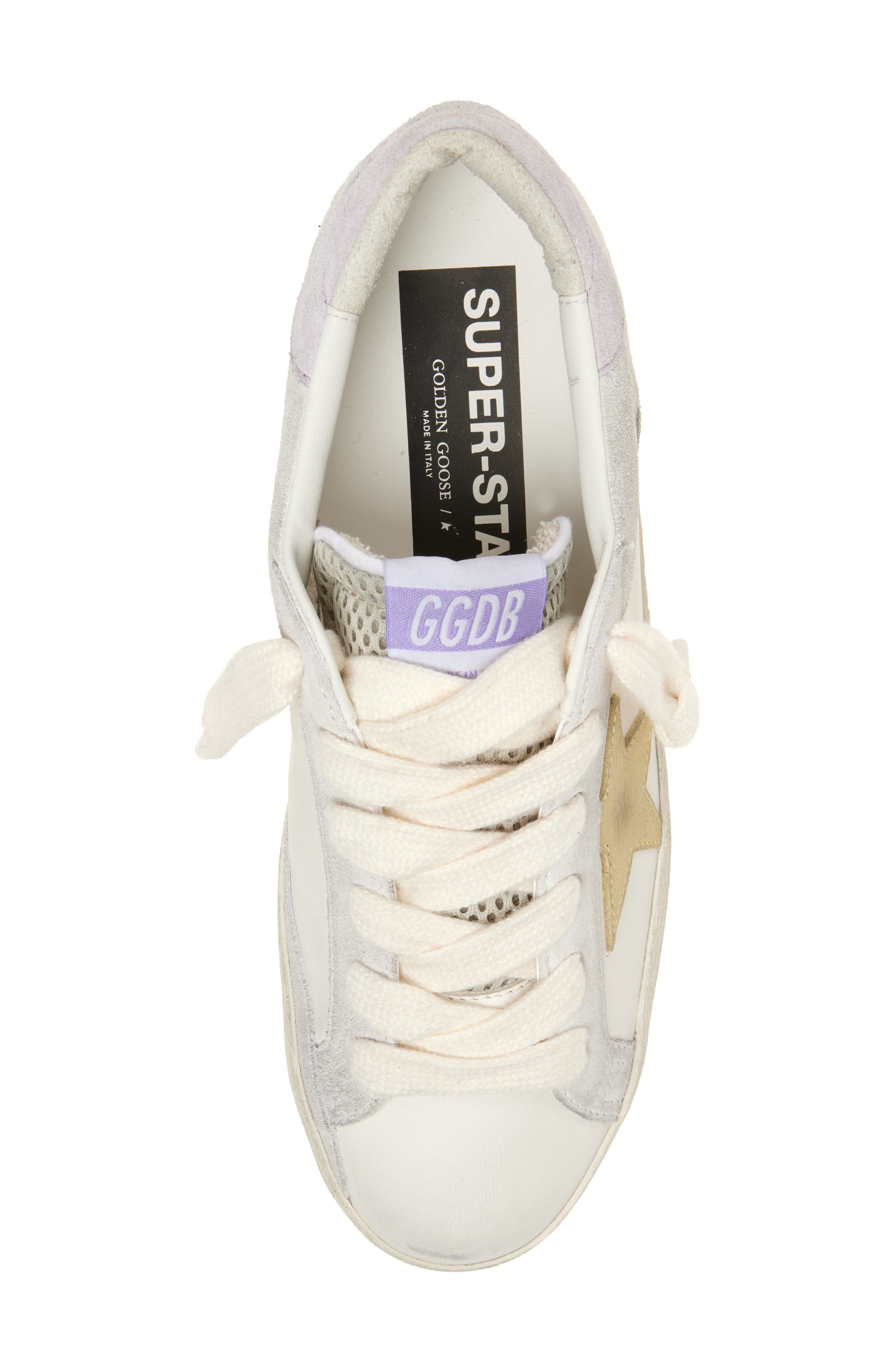 Golden Goose Super-Star Low Top Sneaker, Alternate, color, White/ Ice/ Yellow/ Liliac