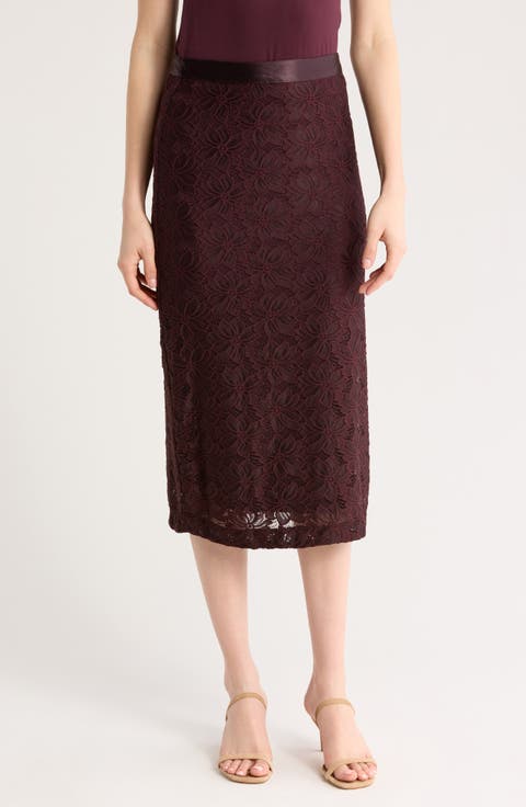 Marjorie Floral Lace Pencil Skirt