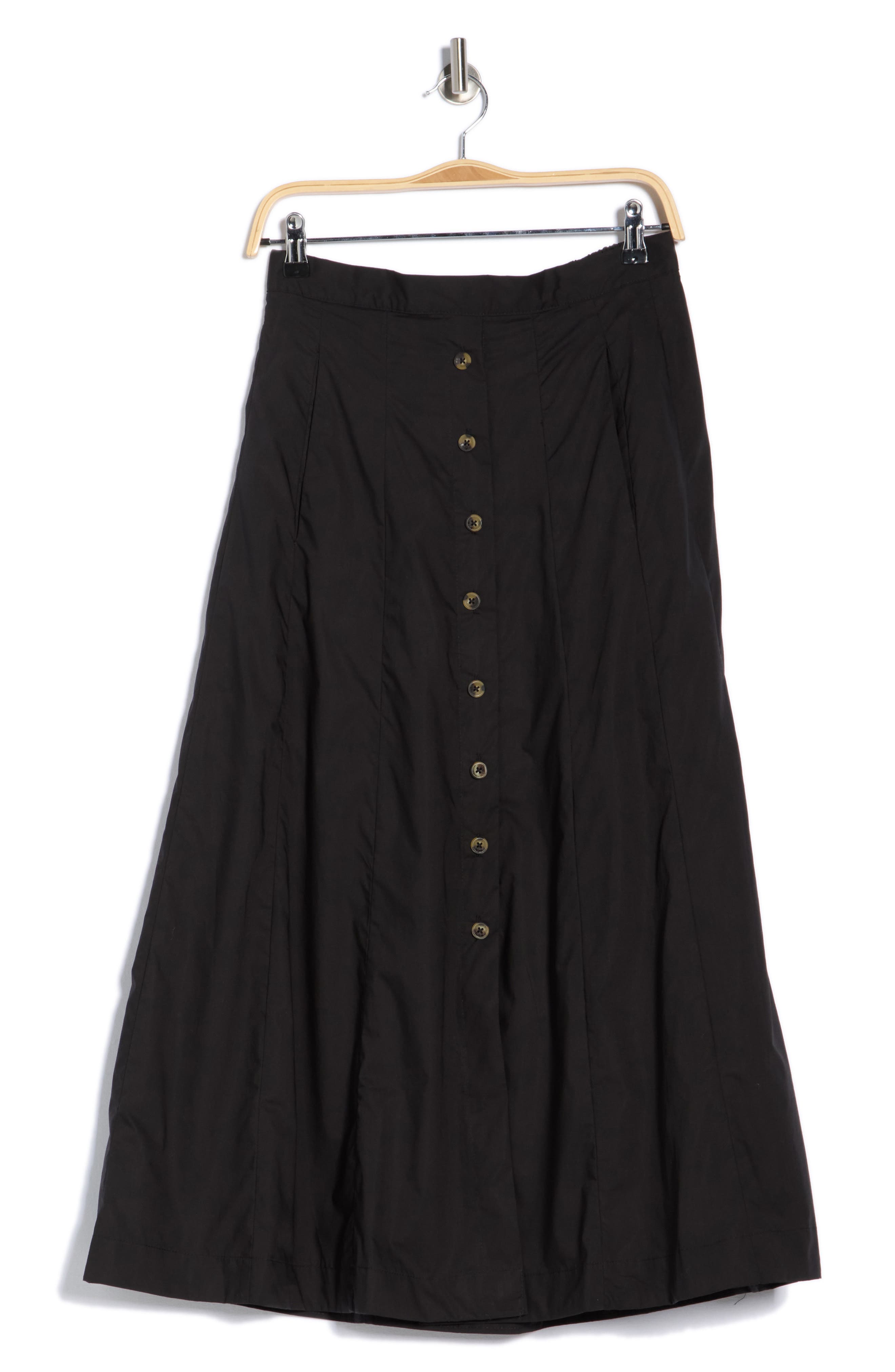 T Tahari Button Front Cotton Midi Skirt
