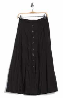 T Tahari Button Front Cotton Midi Skirt