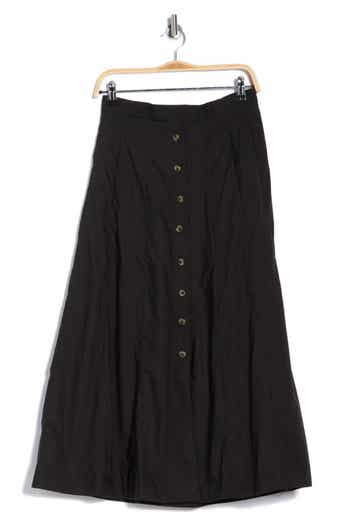 T Tahari Button Front Cotton Midi Skirt