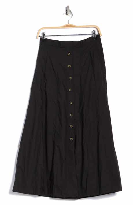 T Tahari Button Front Cotton Midi Skirt