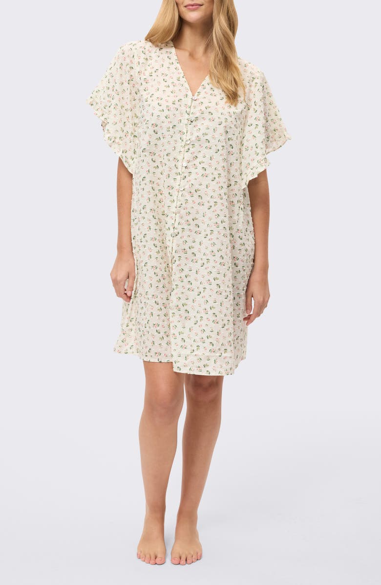 Papinelle Swiss Dot Frill Cotton Nightgown, Main, color, Rosebud Floral
