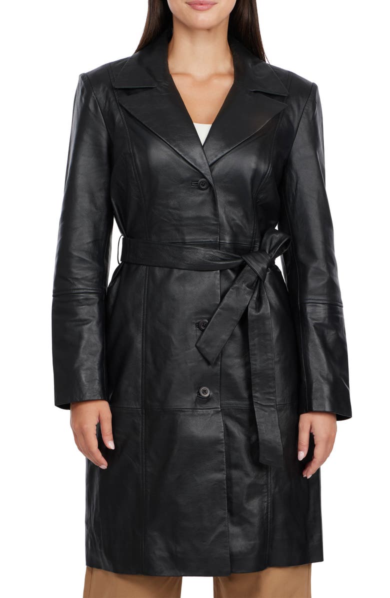 BADGLEY MISCHKA Leather Trench Coat, Main, color, 