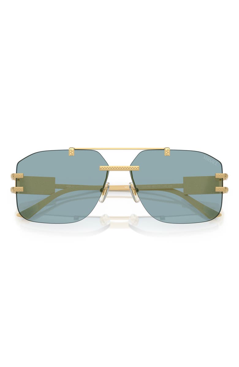 Versace 60mm Rectangular Sunglasses, Alternate, color, Gold