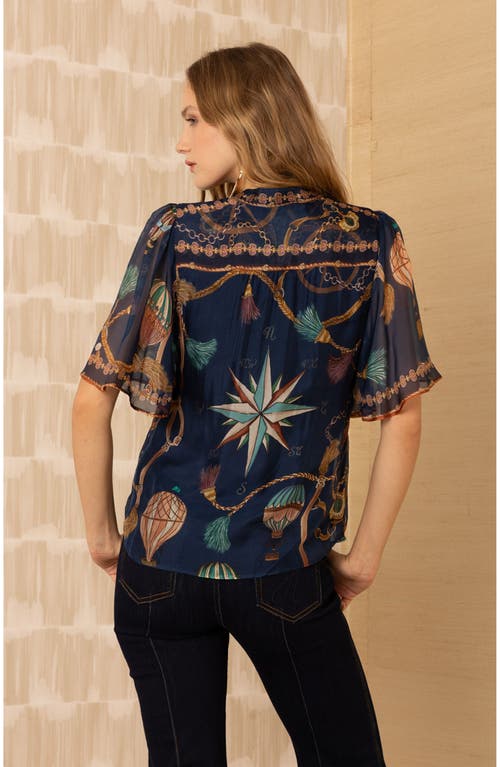 Hale Bob Hana Chiffon Top In Blue