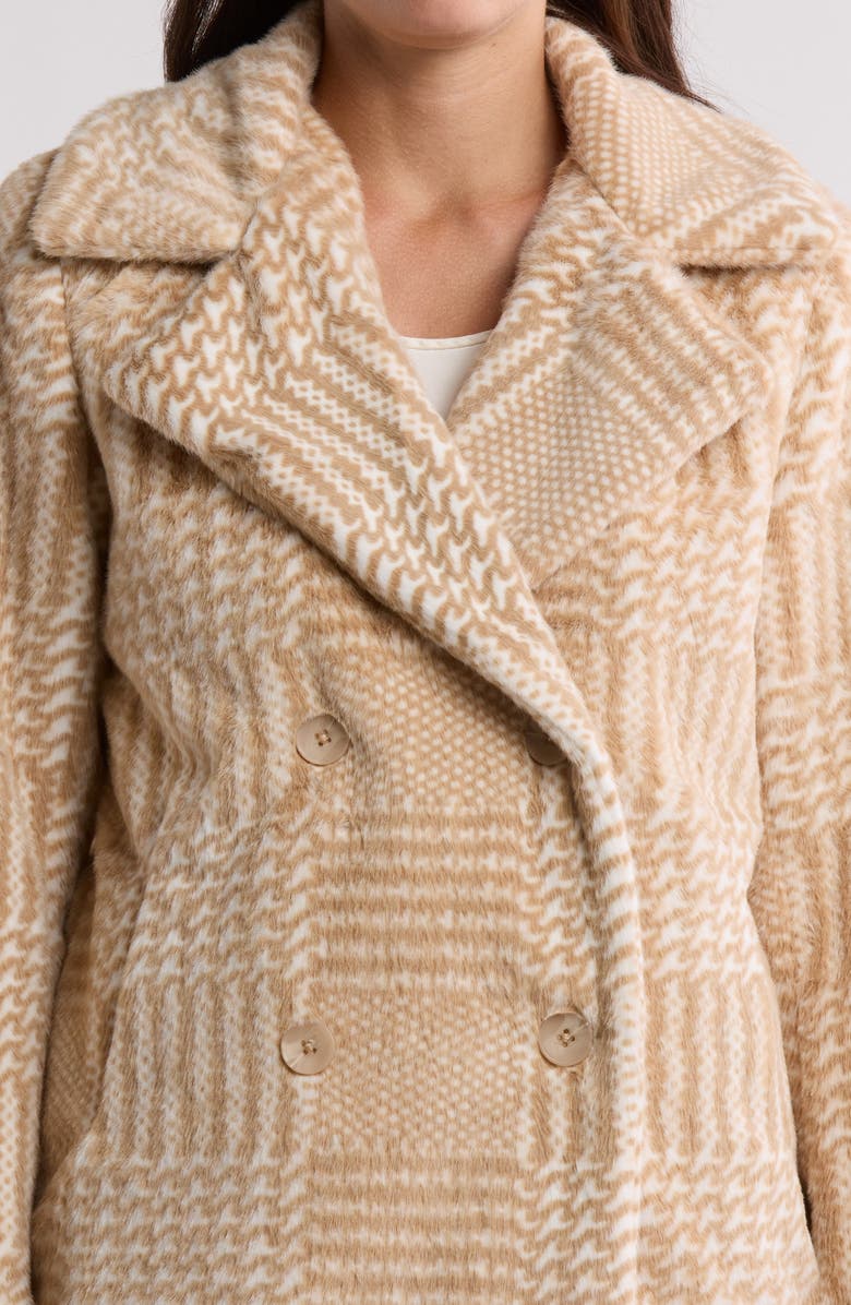 ELIE ELIE TAHARI Faux Fur Double Breasted Coat, Alternate, color, 