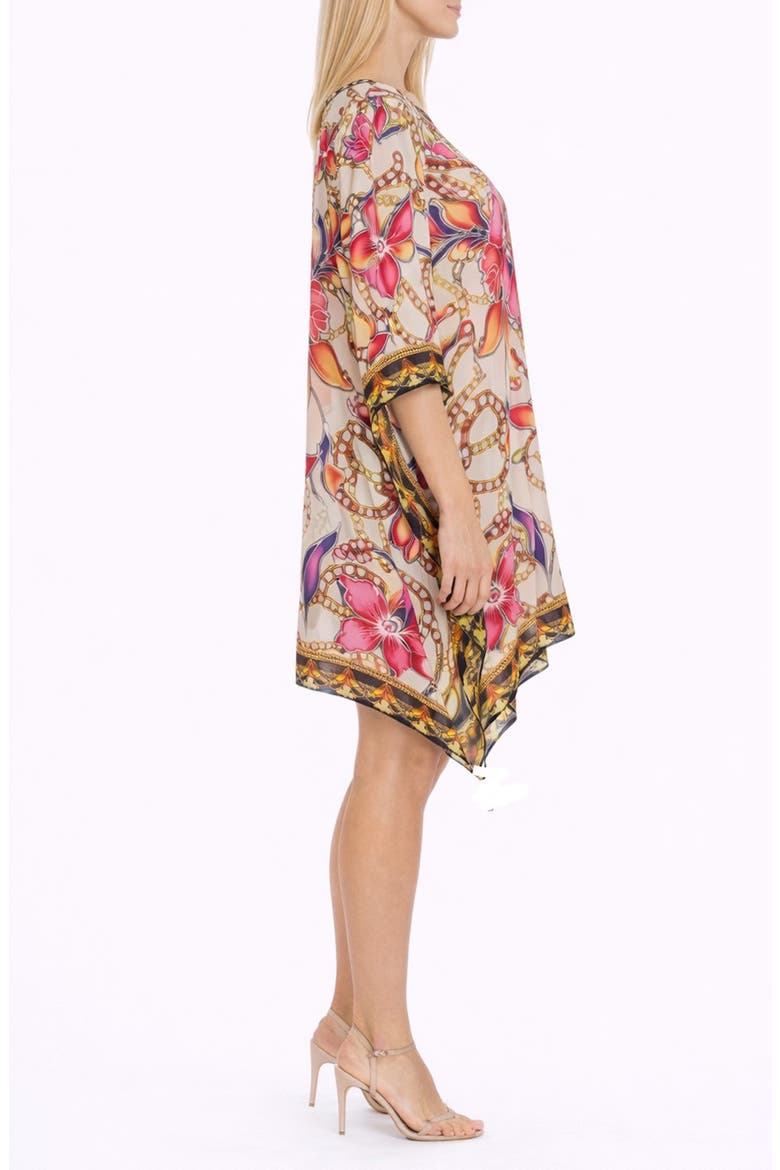 Floral Print Poncho, Alternate, color, WHITE
