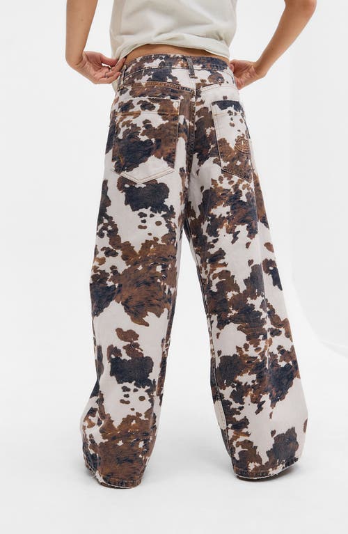 Bdg Urban Outfitters Jaya Cow Print Wide Leg Jeans In Multi