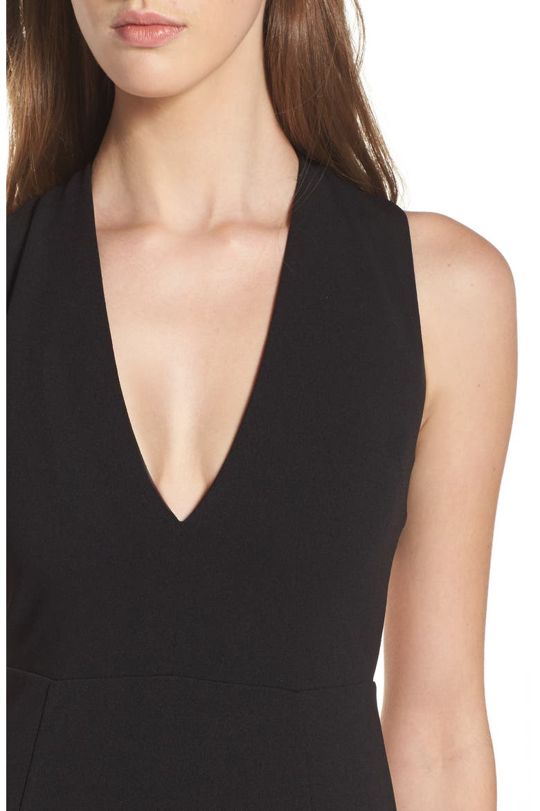 Heaven & Earth Plunge Neck Gown, Alternate, color, BLACK
