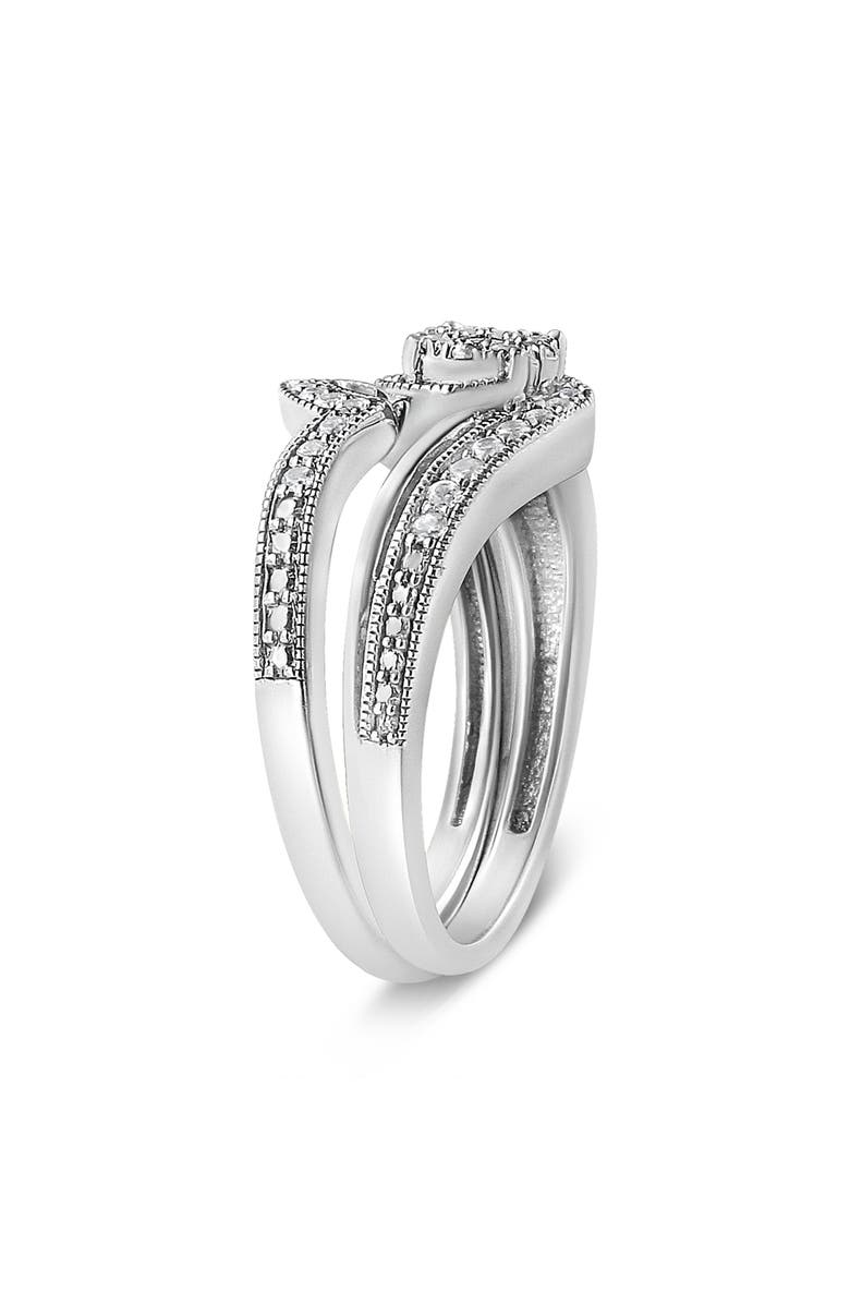 Haus of Brilliance Silver 1/3 Cttw Multi-Diamond Bridal Set Ring and Band, Alternate, color, White