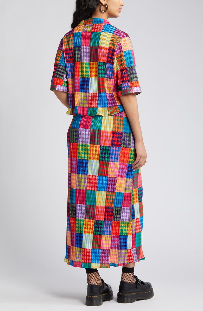 Dressed in Lala Est La Vie Plissé Button-Up Shirt & Skirt Set, Alternate, color,