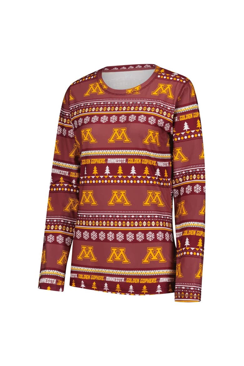 Women's Concepts Sport Maroon Minnesota Golden Gophers Ugly Sweater Holiday Long Sleeve Top & Pants Sleep Set, Alternate, color, Maroon