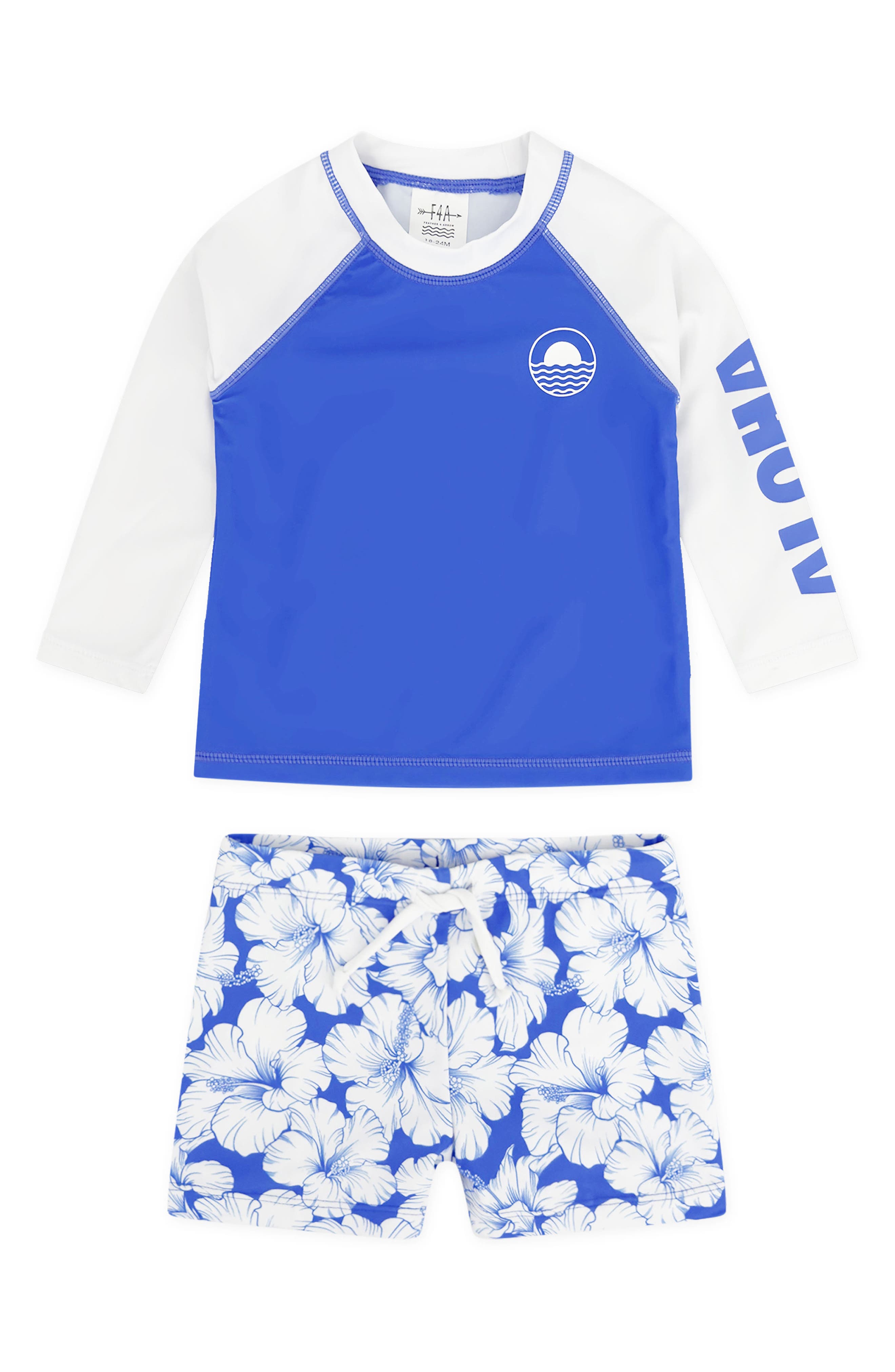 Feather 4 Arrow Kids' Surfs Up Long Sleeve Two-piece Rashguard Swimsuit (baby & Toddler In Burgundy