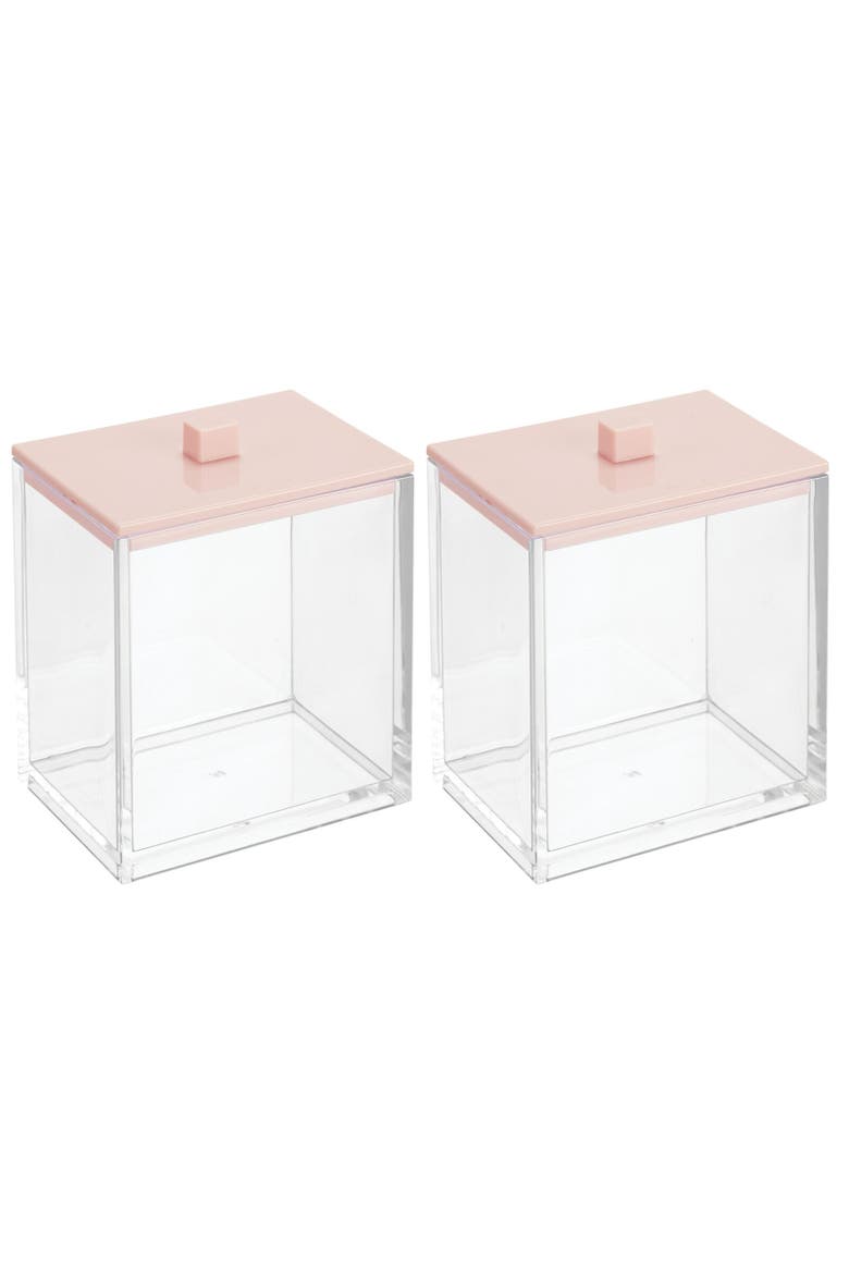 Plastic Rectangle Apothecary Storage Canister , 2 Pack, Main, color, Clear/Light Pink