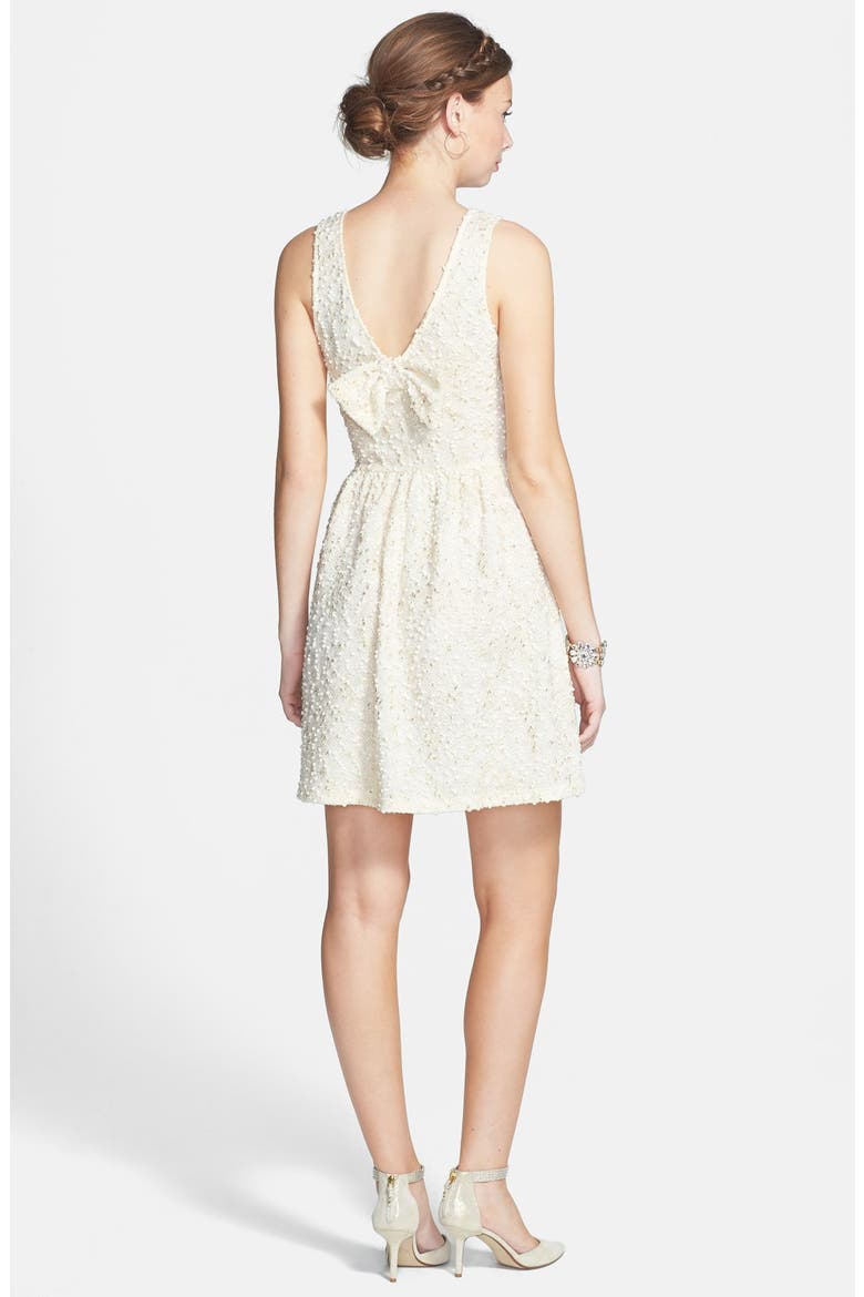 Textured Bow Back Dress, Alternate, color, IVORY