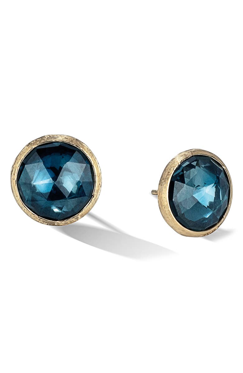 Marco Bicego Jaipur 18K Yellow Gold & London Blue Topaz Large Stud Earrings, Main, color, Yellow Gold