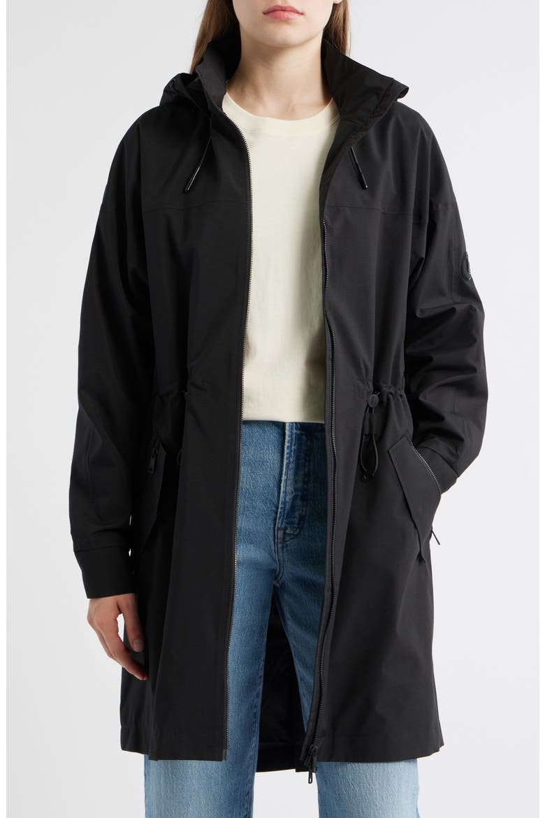 Piper 2.0 Hooded Water Repellent Raincoat, Alternate, color, BLACK