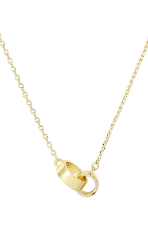 Interlocking Ring 18k Gold Plated Pendant Necklace
