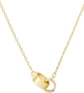 Adornia Interlocking Ring 18k Gold Plated Pendant Necklace