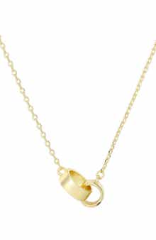 Adornia Interlocking Ring 18k Gold Plated Pendant Necklace