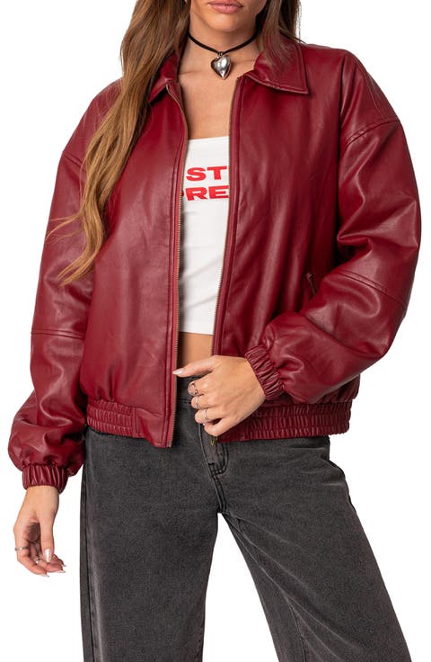 Women's Red Leather & Faux Leather Jackets | Nordstrom